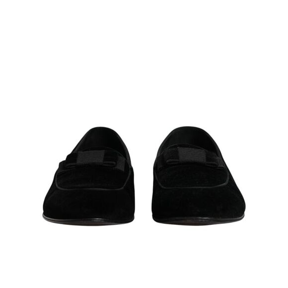 Dolce & Gabbana Black Velvet Loafers Formal Men Dress Men's Shoes (Pre-Owned)